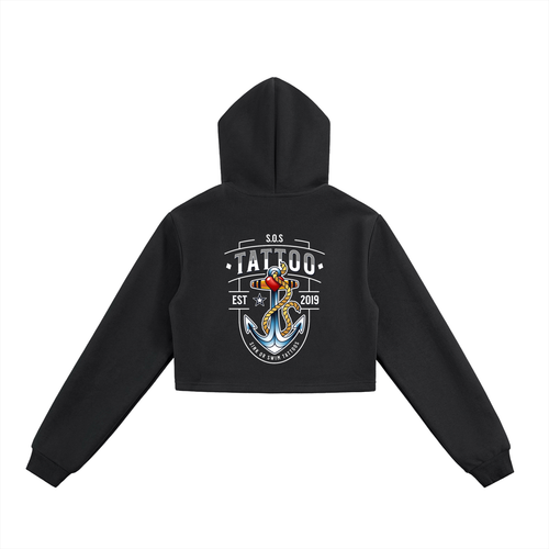 est 2019 Essential Cropped Zip-Up Hoodie