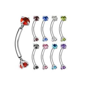 Curved Barbell - SS With Prong Set Gem